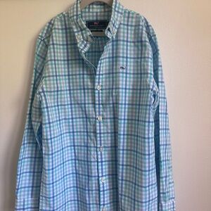 Vineyard Vines Blue and White Gingham Button Down Shirt
